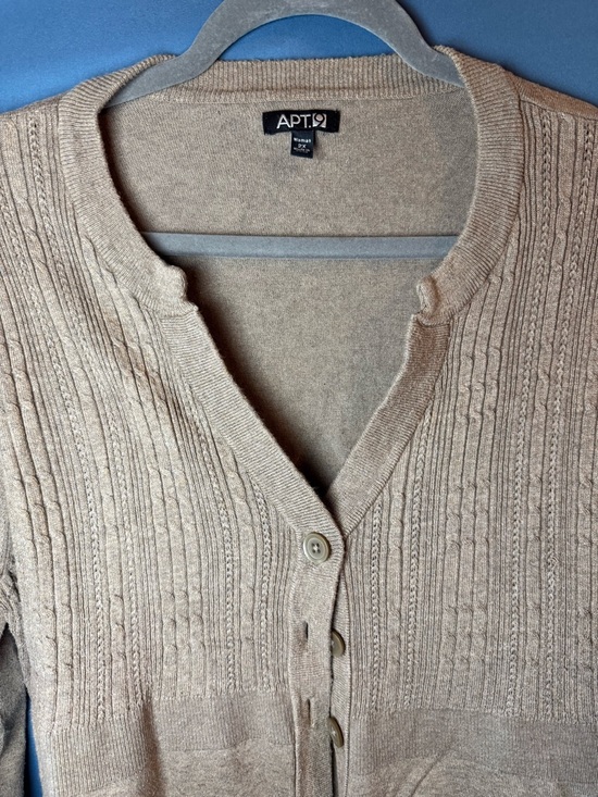 Apt. 9 Sweaters - Apt. 9 Ribbed V-Neck Button Cardigan in Light Beige